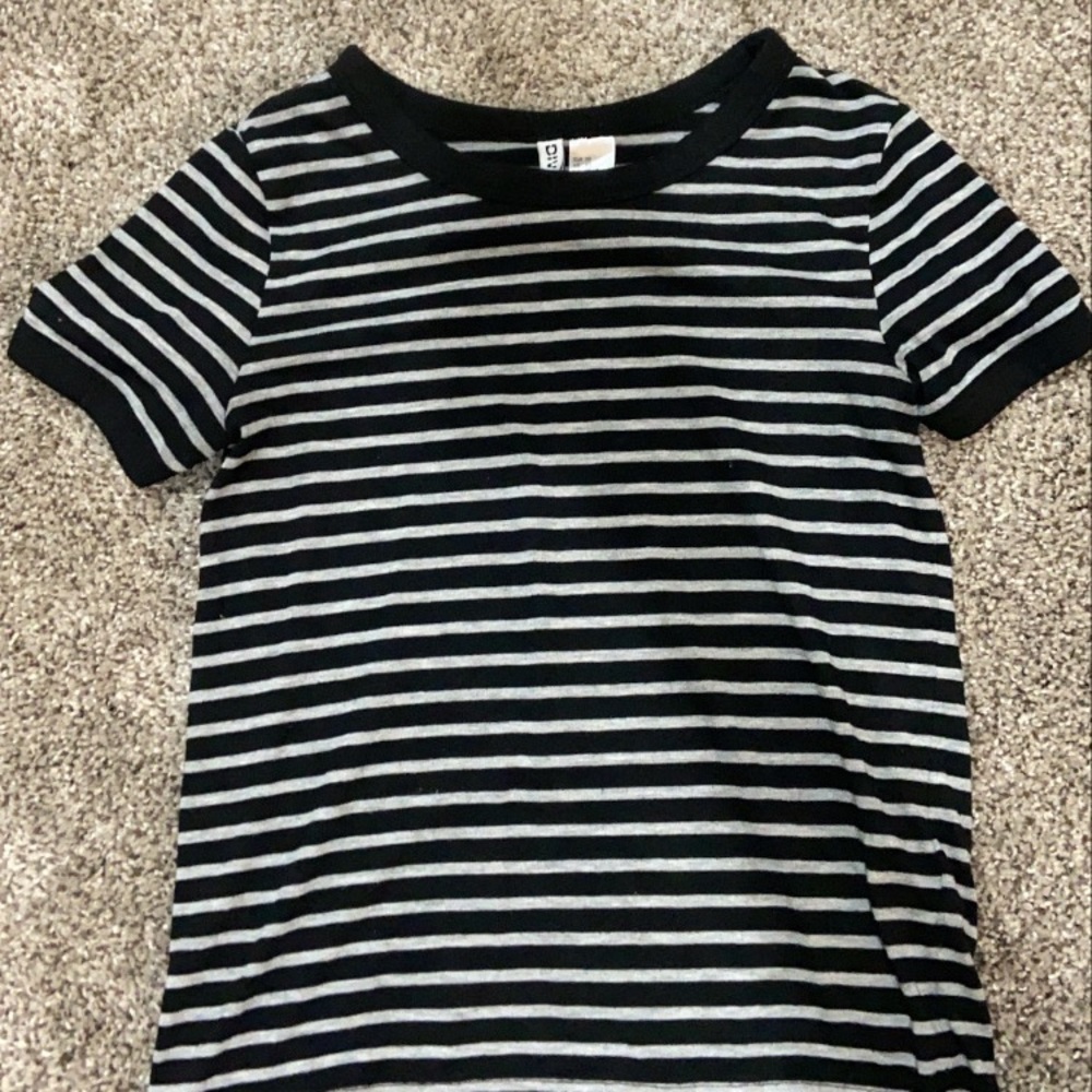 H&M DIVIDED Black and Grey Striped Shirt